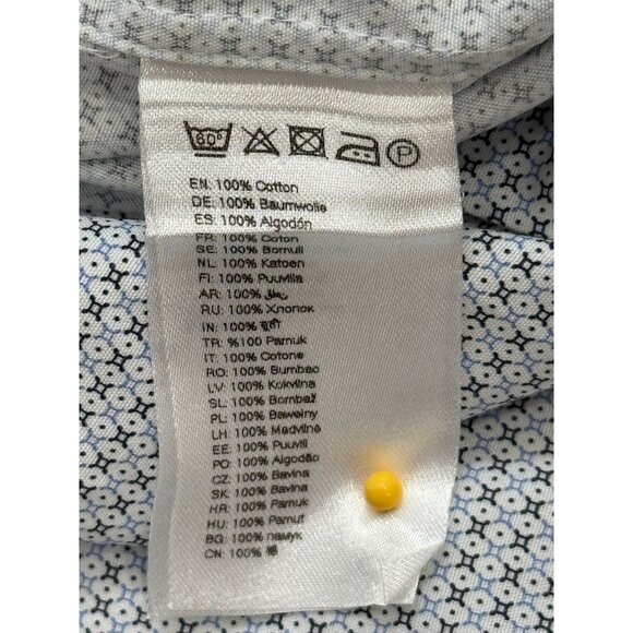 Eton Contemporary Mens Dress Shirt Long Sleeve Blue White Print Cotton Size 17 - Picture 6 of 6